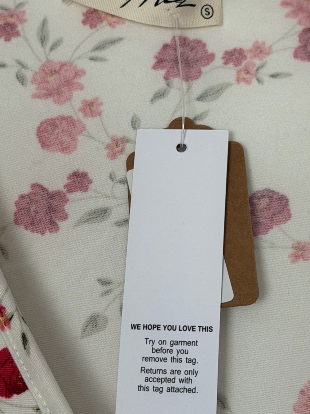 Floral Wrap Nursing Shirt with Tie Waist - Cream with Red Blossoms - Picture 2 of 6